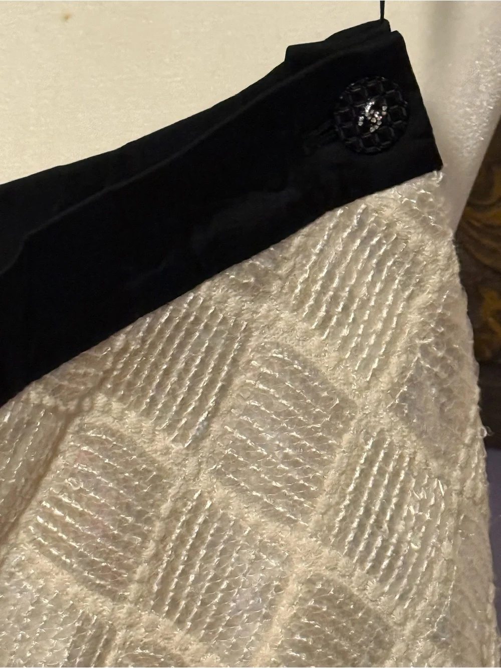 Chanel Silk Sequin Diamond Trousers Ivory Black FR 40